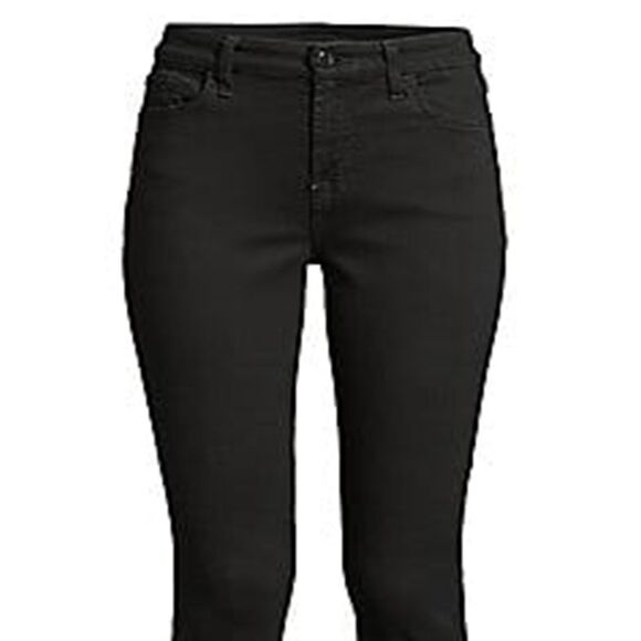 7 For All Mankind Women's Frayed Ankle Skinny Jeans Black Size 14 - Picture 2 of 3